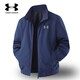 Under Armor 2025 New Spring and Autumn Men's Jacket Stand Collar Casual Loose Fashionable Baseball Jacket for Young and Middle-aged Men Blue XL Recommended 130-145 Jin Jin equals 0.5 kg
