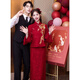 Chuangjingyi Selects New Chinese Style Cheongsam Toast Wear Bride Xiuhe Wear Wine Red Long Sleeve Lace Engagement Dress YL1043 Wine Red 2XL