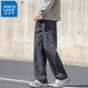 Jeanswest Casual Pants Men's Autumn and Winter American Long Pants Functional Overalls Loose Men's Pants Straight Leg Pants Wide Leg Sports Pants K012 Dark Gray 2XL (34-35 Size) Weight 150-165Jin Jin is equal to 0.5 kg