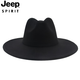 JEEP SPIRIT9.5cm big brim British style hat wide brim European and American jazz hat simple felt hat classic retro woolen hat for men and women white (buckle belt) one size fits all (56-60cm) brim width 9.5cm