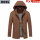 BOSS Men's Casual Jacket 2025 New Spring and Autumn Thin High-end Men's Hooded Jacket No Ironing Brown Ka L 175