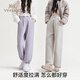 YEEHOO winter maternity pants silk cashmere straight pants thickened loose leg-tie two-wear wide-leg pants light milk gray silk protein skin care M recommended weight 90-120 Jin Jin equals 0.5 kg