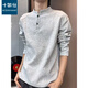 Shirushi light gray stand-up collar right shoulder long-sleeved T-shirt men's autumn American polo shirt sweatshirt Henry collar bottoming shirt black carefully selected good fabrics L 110Jin Jin is equal to 0.5kg -130Jin Jin is equal to 0.5kg