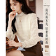 Homecoming Winter French Lace Top Half Turtle Collar High-end Design Versatile Temperament Bottoming Shirt 26 Beige XL