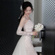 H-KED light wedding dress bridal main yarn high-end French lace tube top fishtail outing yarn temperament tail dress white XL