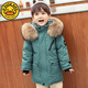 G.DUCKKIDS boys' down cotton padded coat thickened parka coat 2025 autumn and winter coat children's hooded large fur collar padded coat black 160 cm
