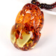 Yuzhi, a variety of 1 items, 1 certificate, 1 shot, collection of natural flower amber Pixiu pendant, amber pendant, sweater chain, holiday gift G349 collection of orphan Pixiu 9.2g, with bead chain