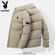 Playboy cotton coat for men winter 2025 new style coat cotton coat thickened to keep warm and cold-proof casual loose youth men's cotton padded jacket 005-khaki (scarf included) L 100-115Jin Jin equals 0.5 kg