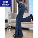 Luo Meng's micro-flared down pants for women's outer wear in winter new high-waist slim 90 white duck down thickened cold-proof warm cotton pants navy blue M