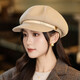 Jimmy Leaf Beret Autumn and Winter Hat Women's Versatile Face-Showing Small Octagonal Hat Outdoor Leisure Windproof Newsboy Hat Coffee One Size Head Circumference 55-58CM