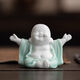 Lakeside Residence Celadon Big Belly Maitreya Buddha Tea Pet Ornament Can Raise Cute Laughing Buddha Little Monk Flower Pot Ornament Tea Set with Smile Always Open Celadon