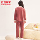 Hodohome Women's Baby Velvet Antistatic Plus Velvet Thickened Warm Pajamas Women's Home Clothes Red L