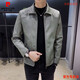 Pierre Cardin leather jacket new style velvet thickened men's jacket casual Korean style slim leather jacket handsome lapel motorcycle black thin 2XL 130-145Jin Jin is equal to 0.5 kg