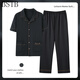 BSTB extra large size 7XL extra large cotton trousers half-sleeved pajamas for men summer fat plus fat plus size 300Jin Jin equals 0.5kg Fat HD12001 short-sleeved trousers suit 7XL260-330Jin Jin equals 0.5kg