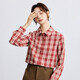 INMAN Hong Kong style retro college style sub-shirt for women 2025 autumn literary and versatile casual long-sleeved layered shirt red plaid S