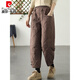 Pierre Cardin 2026 new solid color diamond white duck down buckle casual cotton pants for women thickened warm down pants for women's winter outer wear coffee color L recommended 140Jin Jin equal to within 0.5 kg
