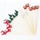 Carole disposable fruit skewers, bamboo skewers, flower skewers, fruit forks, creative art toothpicks, cocktail skewers, burger skewers, fruit inserts, commercial pink snowman (new product 100 pieces)