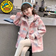 G.DUCKKIDS Girls Autumn and Winter Coat 2025 New Children's Woolen Mid-Length Velvet Thickened Little Girls Woolen Coat Pink 140
