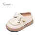 Snuffy Girls Toddler Shoes Autumn Cute and Versatile Children's Leather Shoes Baby Soft Sole Princess Small Leather Shoes Vanilla White 26