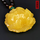 Amber School, one object, one picture, one certificate, beeswax pendant, natural amber necklace, chicken oil yellow peony flower, no cracks, pendant 10.04g, 32*35*18mm