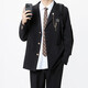 College style dk boys uniform suit badge suit spring and autumn youth handsome shoulder pad black jacket class uniform navy suit/shirt/tie/trousers high quality 4XL recommended 180-195Jin Jin equals 0.5 kg