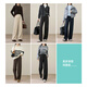 Yiyang (ESE-Y) 2025 winter velvet thickened narrow wide-leg straight pants black-regular 28