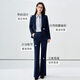 Chen Fu business suit suit for women, fashionable white-collar suit jacket, temperament goddess style commuting interview formal work clothes, navy suit + gray shirt + big leg pants L recommended 100-110 Jin Jin equals 0.5 kg