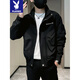 Playboy trendy brand handsome stand-up collar jacket men's spring casual versatile men's jacket 2025 new high-end spring top black L recommended 115-130 Jin Jin equals 0.5 kg