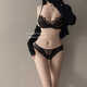Victoria's style sexy secret sexy lace underwear for women push up big breasts to show small push up small breasts thin bra set gift black suit L (36/80AB/75C) It is recommended to take one size larger