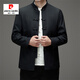 Pierre Cardin Grandpa Spring and Autumn Outer Suit Middle-aged and Elderly Tang Suit Men's National Style Birthday Birthday Dad Wedding Banquet Outfit Festive Clothes Black XL 180