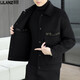 Lilang woolen woolen coat men's short double-sided woolen coat autumn and winter new high-end men's thickened woolen jacket black 4XL 195