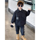 G.DUCKKIDS Boys' Cotton Jacket Autumn and Winter Thickened Handsome Little Boy Baby Padded Top Trendy and Cool Children's Work Jacket Black 120 cm Recommended height 110-120cm5-6 years old