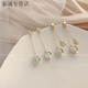 KZD999 Pure Silver Cat's Eye Earrings Trendy Earrings Spring and Summer Long Earrings Temperament Women's Round Face Ear Clip Earrings Cat's Eye Tassel Stars Square and Round Face Tiancai Ear Same Style