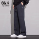 Baleno S&K Draped Straight Pants Men's Casual Pants 2025 Autumn New Loose Straight Student Heavy Sports Trousers Gray Waffle Easy Care XL Size Recommended 125-145 Jin Jin equals 0.5 kg