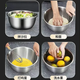 Dad Xiang's multi-purpose 316 stainless steel basin, vegetable washing basin, egg-beating and noodle thickened set basin, large reverse side, deepened, large capacity, 20cm-22cm-24cm, upgraded thickening, three-piece set
