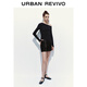 UR2025 new autumn women's urban vacation slanted shoulder collar pleated slim short T-shirt UYY450293 black S
