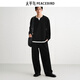 PEACEBIRD Men's T-shirt 25 Autumn New Henley Collar Heavy Long Sleeve Shirt Wide Version Fake Two-Piece Loose Bottoming Shirt Black Second Batch S
