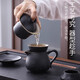 2025 New Complete Black Pottery Kung Fu Tea Set Solid Wood Tea Tray Household Tea Maker Tea Cup Chinese Valentine's Day Gift Black Pottery Mountain Mirror Tea Set Tea Tray 51*31