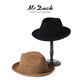 Mr DUCK Australian pure wool handmade top hat rolled edge foldable casual high-end jazz hat for men, warm and breathable in autumn and winter, royal black (top hat) S (suitable for 52-55cm head circumference, small head circumference)