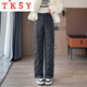 TKSY warm wide-leg down pants for women outer wear 2025 new winter windproof and cold-proof white duck down thickened workwear cotton pants Phantom Gray 26 80-90Jin Jin equals 0.5 kg