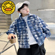 G.duck children's clothing boys' autumn shirts spring and autumn 2025 new style medium and large children handsome boys autumn plaid shirt trendy blue spring and autumn 120 cm