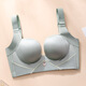 Modal Summer Wireless Thin High Side Ratio Adjustable Beautiful Back Large Size Underwear Women's Top-Up Anti-Sagging Breast Reduction Bra Bean Green 34/75CDE