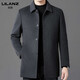 Lilan Men's Double-sided Cashmere Coat Winter Men's Medium Lapel Business Casual Middle-Aged Woolen Woolen Coat Dark Gray