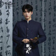 GOLDLION G+Goldlion Chinese tunic suit men's slim fit Chinese style groom's dress two-piece stand-up collar suit Chinese style four seasons tunic suit navy blue (top + pants + stand-up collar shirt) 3XL (173-183Jin Jin equals 0.5kg)
