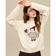 Betu Women's 2025 Winter New Sweater Fun Pattern Round Neck Simple Slim Top Women 2511T52 Light Apricot M