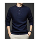TJQ light luxury cashmere sweater Henry collar thickened sweater men's autumn and winter round neck casual warm knitted bottoming shirt navy blue S 165