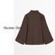 Massimo Dutti Autumn and Winter New Products 2025 Women's Clothing Simple and Versatile Lazy and Relaxed Textured Raglan Sleeve Shirt 05175975 Brown XS (165/84A)