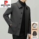 Pierre Cardin high-end 100% wool jacket coat men's lapel autumn and winter new goose down lining thickened double-sided woolen coat black removable goose down lining 2XL 185