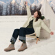 Pansy Japanese snow boots women's shoes wool short boots cotton shoes velvet thickened 3M Thinsulate non-slip comfortable shoes warm 4127 Wolf Brown 38