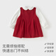 DAVE&BELLA girls' dress, baby girl's fake two-piece dress, new spring dress, fashionable children's princess dress, children's dress, red, in stock, 120 cm (recommended height 110-120cm)